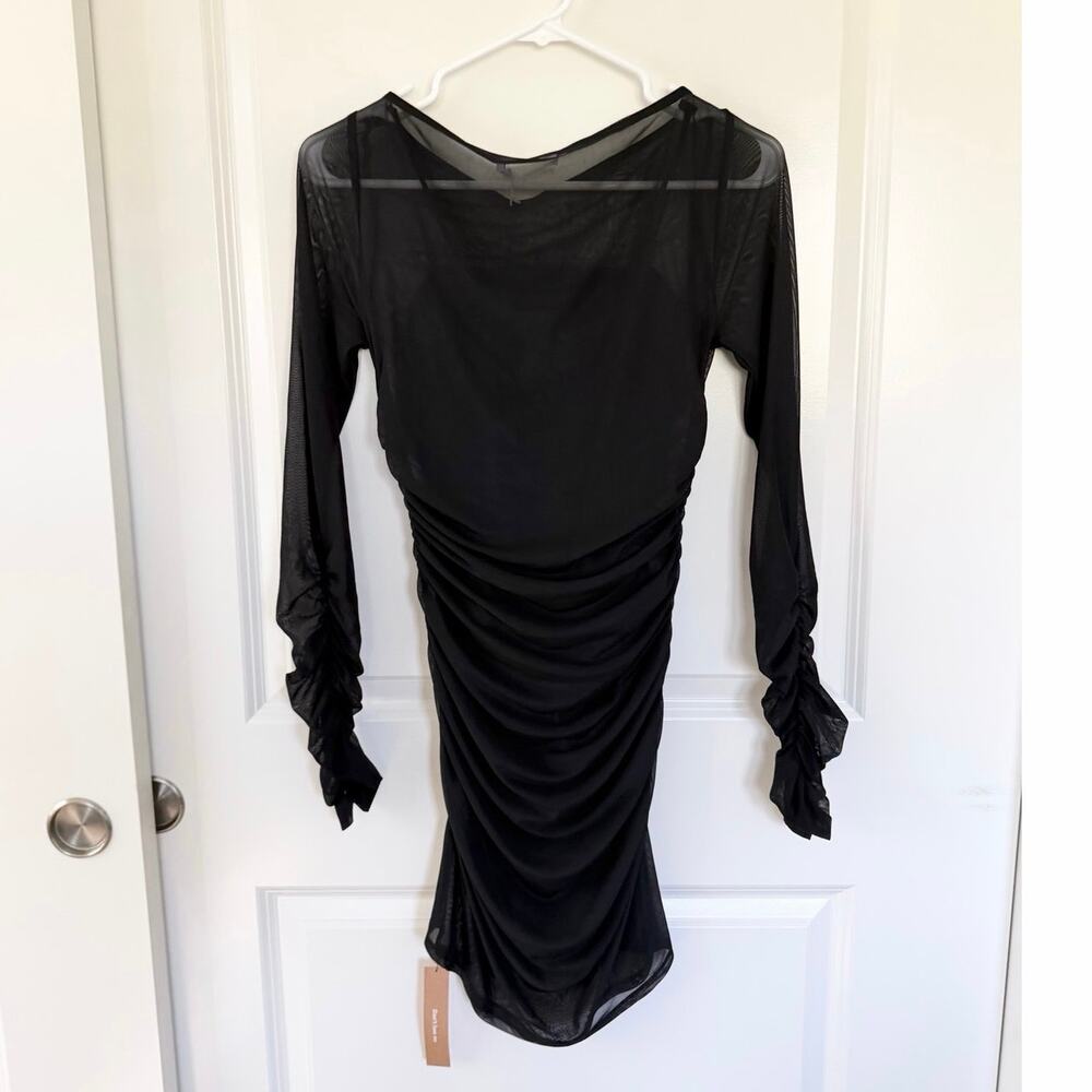 NWT Reformation Marieta Sheer Mesh Knit Mini Dress Black XS - Picture 3 of 6